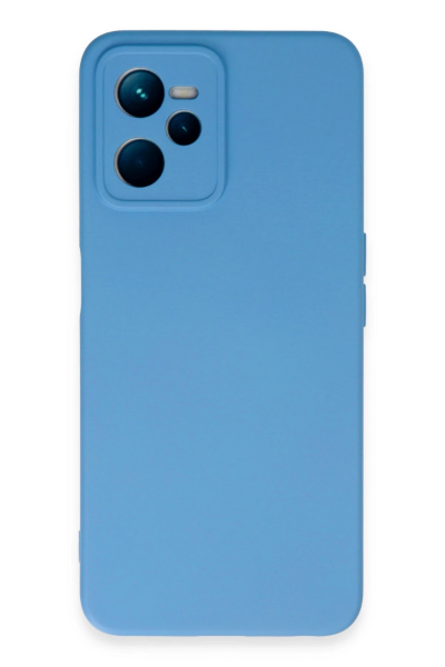 Newface Realme C35 Kılıf Nano içi Kadife Silikon - Mavi resmi