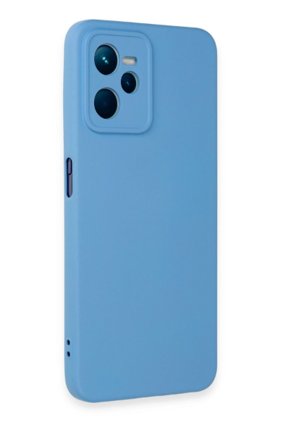 Newface Realme C35 Kılıf Nano içi Kadife Silikon - Mavi resmi