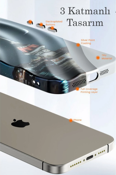 Newface iPhone 15 Kılıf Crew Desenli Kapak - Galata Kulesi resmi
