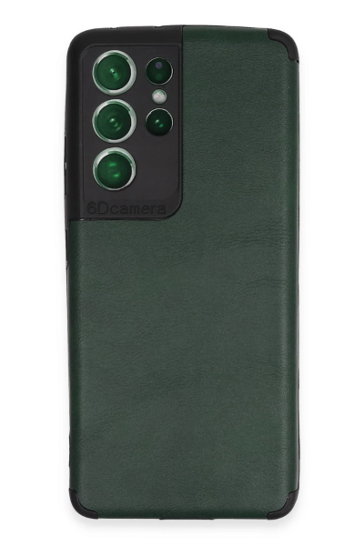 Newface Samsung Galaxy S21 Ultra Kılıf Loop Deri Silikon - Yeşil resmi