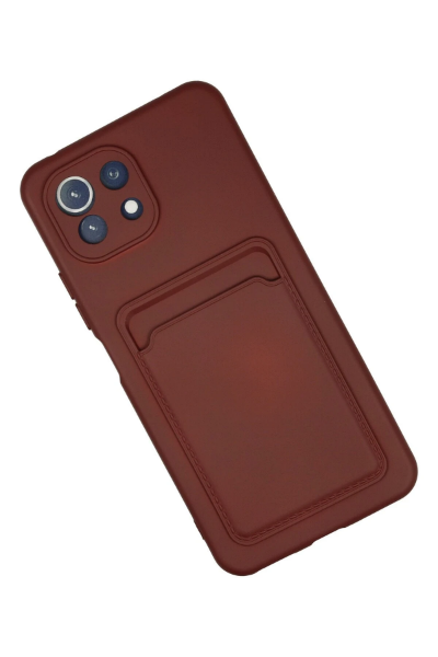 Newface Xiaomi Mİ 11 Lite Kılıf Kelvin Kartvizitli Silikon - Bordo resmi