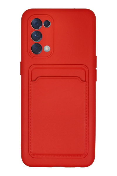 Newface Oppo Reno 5 Kılıf Kelvin Kartvizitli Silikon - Kırmızı resmi