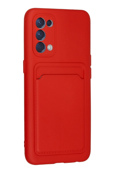 Newface Oppo Reno 5 Kılıf Kelvin Kartvizitli Silikon - Kırmızı resmi
