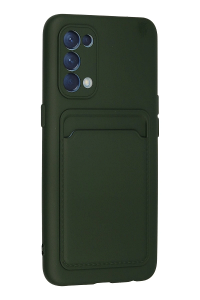 Newface Oppo Reno 5 Kılıf Kelvin Kartvizitli Silikon - Koyu Yeşil resmi