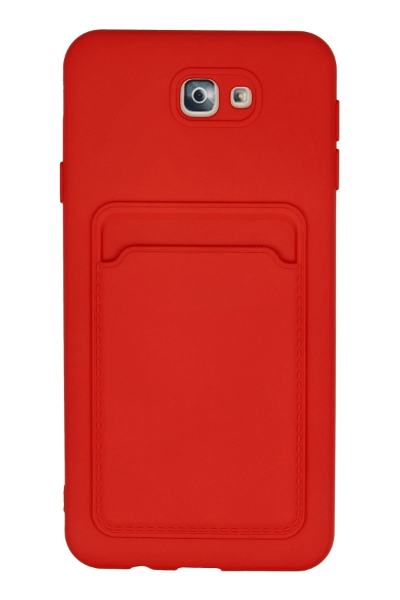 Newface Samsung Galaxy J7 Prime Kılıf Kelvin Kartvizitli Silikon - Kırmızı resmi