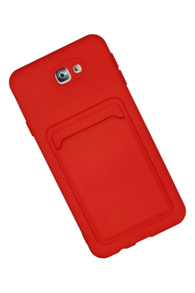 Newface Samsung Galaxy J7 Prime Kılıf Kelvin Kartvizitli Silikon - Kırmızı resmi