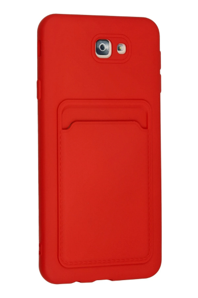 Newface Samsung Galaxy J7 Prime Kılıf Kelvin Kartvizitli Silikon - Kırmızı resmi