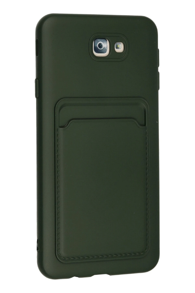 Newface Samsung Galaxy J7 Prime Kılıf Kelvin Kartvizitli Silikon - Koyu Yeşil resmi
