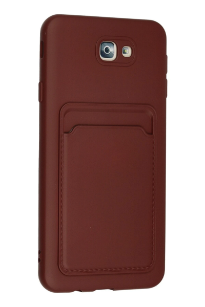 Newface Samsung Galaxy J7 Prime Kılıf Kelvin Kartvizitli Silikon - Bordo resmi