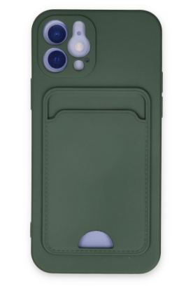 Newface iPhone 12 Kılıf Kelvin Kartvizitli Silikon - Koyu Yeşil resmi
