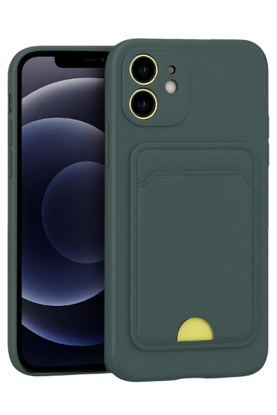 Newface iPhone 11 Kılıf Kelvin Kartvizitli Silikon - Koyu Yeşil resmi