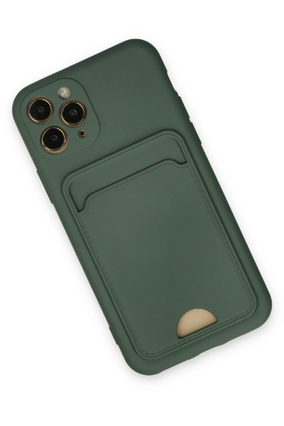 Newface iPhone 11 Pro Kılıf Kelvin Kartvizitli Silikon - Koyu Yeşil resmi