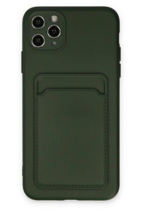 Newface iPhone 11 Pro Max Kılıf Kelvin Kartvizitli Silikon - Koyu Yeşil resmi