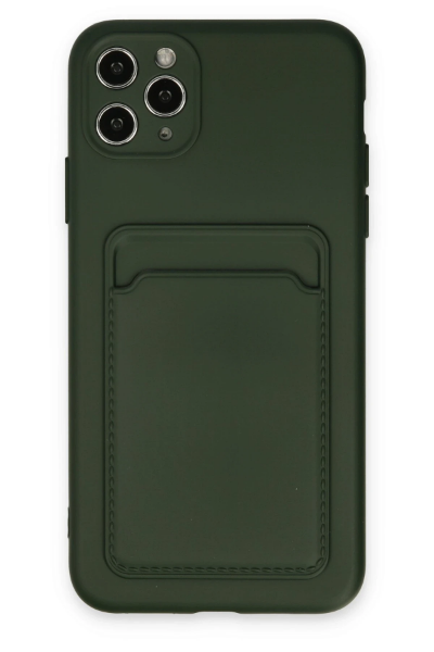 Newface iPhone 11 Pro Max Kılıf Kelvin Kartvizitli Silikon - Koyu Yeşil resmi