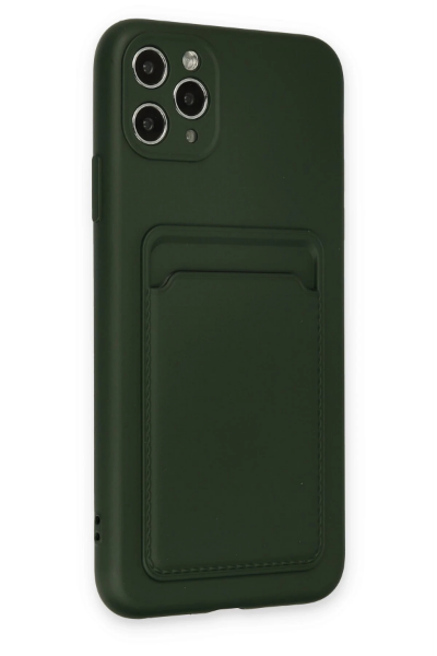 Newface iPhone 11 Pro Max Kılıf Kelvin Kartvizitli Silikon - Koyu Yeşil resmi
