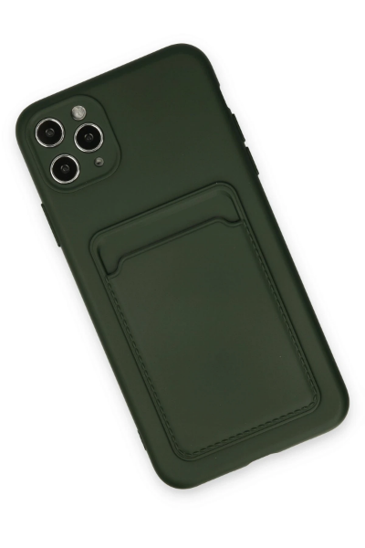 Newface iPhone 11 Pro Max Kılıf Kelvin Kartvizitli Silikon - Koyu Yeşil resmi