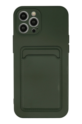 Newface iPhone 12 Pro Max Kılıf Kelvin Kartvizitli Silikon - Koyu Yeşil resmi