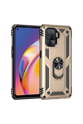 Newface Oppo Reno 5 Lite Kılıf Sofya Yüzüklü Silikon Kapak - Gold resmi