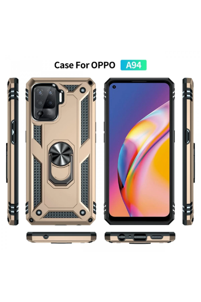 Newface Oppo Reno 5 Lite Kılıf Sofya Yüzüklü Silikon Kapak - Gold resmi