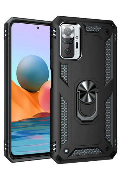 Newface Xiaomi Redmi Note 10 Pro Kılıf Sofya Yüzüklü Silikon Kapak - Siyah resmi
