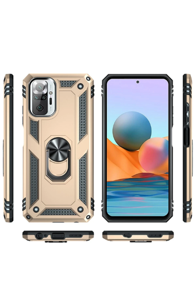 Newface Xiaomi Redmi Note 10 Pro Kılıf Sofya Yüzüklü Silikon Kapak - Gold resmi
