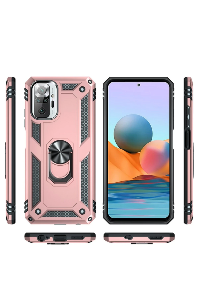 Newface Xiaomi Redmi Note 10 Pro Kılıf Sofya Yüzüklü Silikon Kapak - Rose resmi