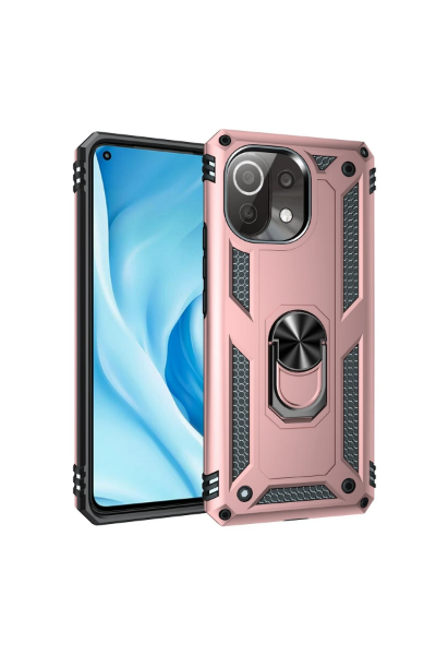 Newface Xiaomi Mİ 11 Lite Kılıf Sofya Yüzüklü Silikon Kapak - Rose resmi