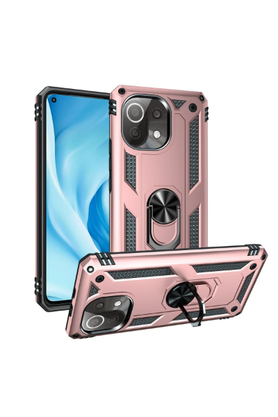 Newface Xiaomi Mİ 11 Lite Kılıf Sofya Yüzüklü Silikon Kapak - Rose resmi