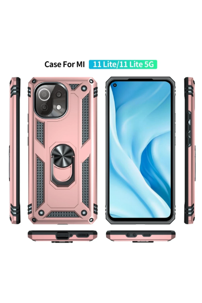 Newface Xiaomi Mİ 11 Lite Kılıf Sofya Yüzüklü Silikon Kapak - Rose resmi