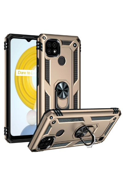 Newface Realme C21 Kılıf Sofya Yüzüklü Silikon Kapak - Gold resmi