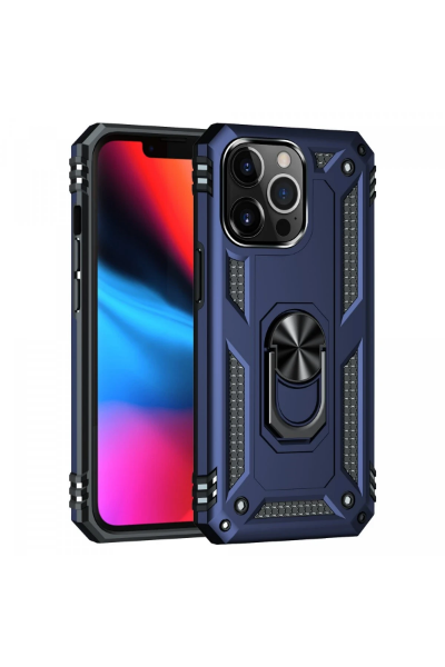 Newface iPhone 13 Pro Max Kılıf Sofya Yüzüklü Silikon Kapak - Lacivert resmi