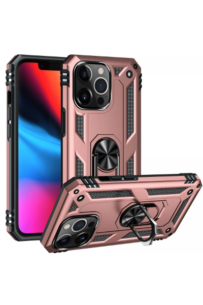 Newface iPhone 13 Pro Max Kılıf Sofya Yüzüklü Silikon Kapak - Rose resmi