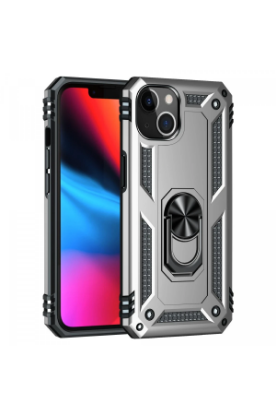 Newface iPhone 13 Kılıf Sofya Yüzüklü Silikon Kapak - Gümüş resmi