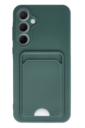 Newface Samsung Galaxy A35 5G Kılıf Kelvin Kartvizitli Silikon - Koyu Yeşil resmi