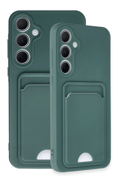 Newface Samsung Galaxy A35 5G Kılıf Kelvin Kartvizitli Silikon - Koyu Yeşil resmi