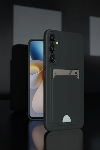 Newface Samsung Galaxy A55 5G Kılıf Kelvin Kartvizitli Silikon - Siyah resmi