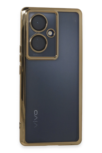 Newface Vivo V29 Lite Kılıf Razer Lensli Silikon - Gold resmi