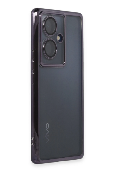 Newface Vivo V29 Lite Kılıf Razer Lensli Silikon - Mor resmi
