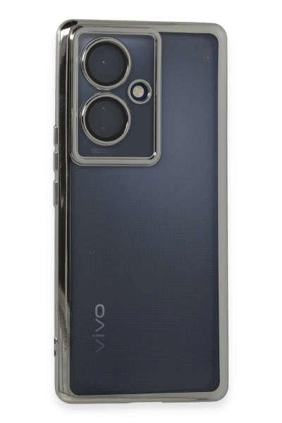 Newface Vivo V29 Lite Kılıf Razer Lensli Silikon - Gümüş resmi
