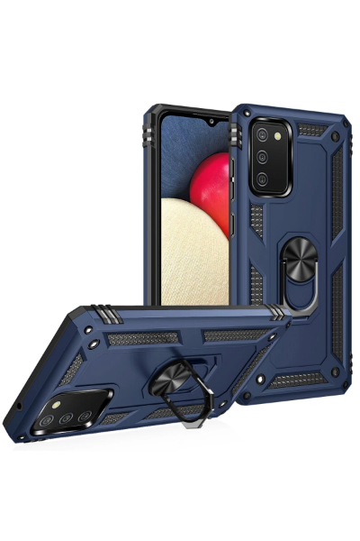 Newface Samsung Galaxy A03S Kılıf Sofya Yüzüklü Silikon Kapak - Lacivert resmi
