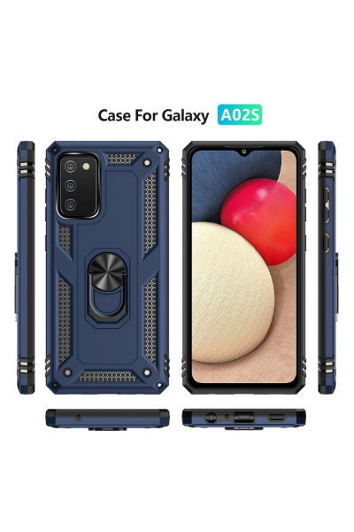 Newface Samsung Galaxy A03S Kılıf Sofya Yüzüklü Silikon Kapak - Lacivert resmi