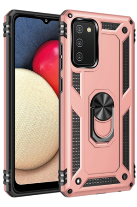 Newface Samsung Galaxy A03S Kılıf Sofya Yüzüklü Silikon Kapak - Rose resmi