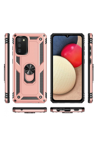 Newface Samsung Galaxy A03S Kılıf Sofya Yüzüklü Silikon Kapak - Rose resmi