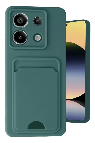 Newface Xiaomi Redmi Note 13 Pro 5G Kılıf Kelvin Kartvizitli Silikon - Koyu Yeşil resmi