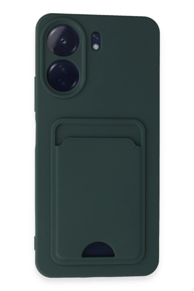 Newface Xiaomi Redmi 13C Kılıf Kelvin Kartvizitli Silikon - Koyu Yeşil resmi