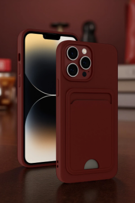 Newface iPhone 13 Pro Kılıf Kelvin Kartvizitli Silikon - Bordo resmi