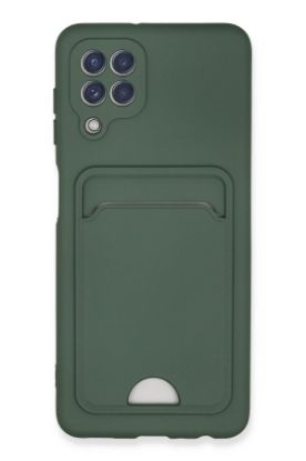 Newface Samsung Galaxy A22 Kılıf Kelvin Kartvizitli Silikon - Koyu Yeşil resmi