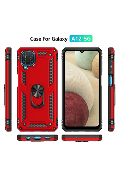 Newface Samsung Galaxy A22 Kılıf Sofya Yüzüklü Silikon Kapak - Kırmızı resmi