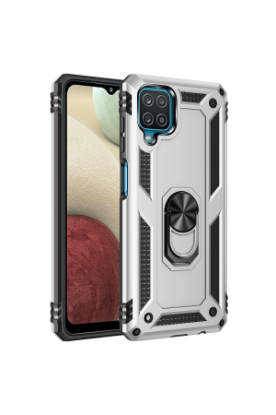 Newface Samsung Galaxy A22 Kılıf Sofya Yüzüklü Silikon Kapak - Gümüş resmi