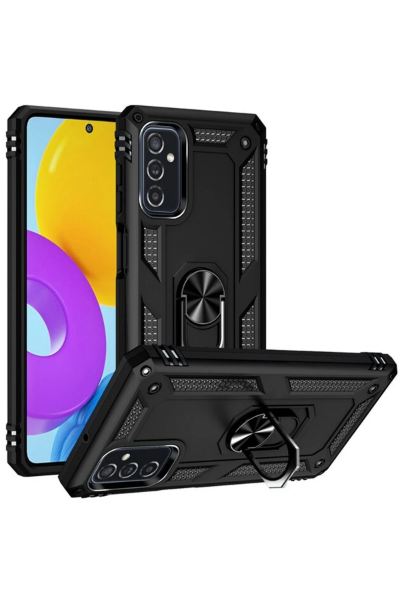 Newface Samsung Galaxy M52 5G Kılıf Sofya Yüzüklü Silikon Kapak - Siyah resmi